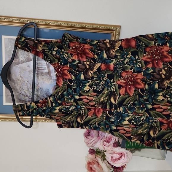 Vintage Floral Linen Dress Y2K Feminine Sexy Flirty Artsy Dark Romance - Picture 3 of 15